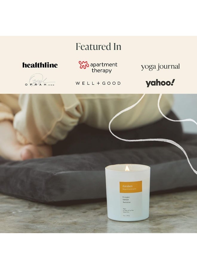 Mindful Modern & Natural Awaken Candle | Ginger & Lemongrass Scented | Aromatherapy for Stress Relief, Meditation, Yoga, Chakra Healing, & Prayer | Elegant Home Fragrance | Soy Wax | 8oz Glass Jar - Image 5